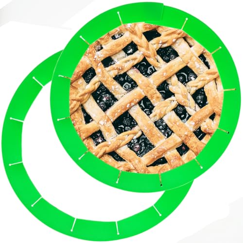Adjustable Silicone Pie Crust Shields Baking Protectors Cover Ring Fits 8-11.4 Inch Pies Baking Pie Crust Shield Protector Cover for Edges (Green-2Pcs) - color: Green-2pcs