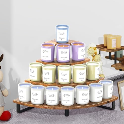 ELITEROO Tiered Display Stand, Wooden Display Risers, 4 Tier Display Shelf