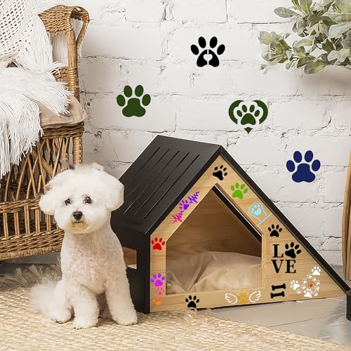70 Pcs Paw Print Stencils for Painting,2 Inch Reusable Cat Dog Stencil Small Animal Paw Print Templates for Cookie Rock Wood Fabric Shirt - color: Paw Print(70Pcs)