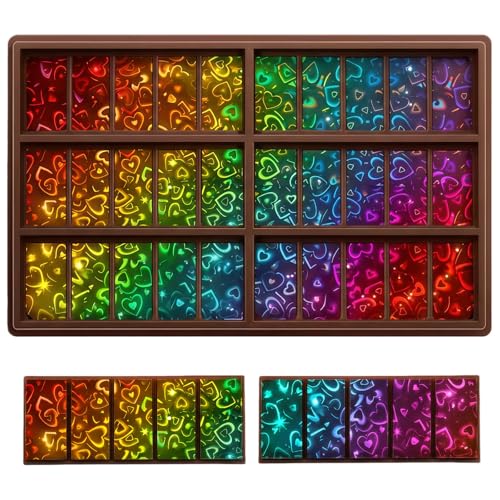 Christmas Heart Candy Molds Holographic Chocolate Mold Silicone - color: Heart, style: Rectangle