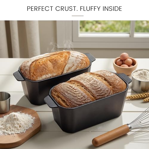 Cast Iron Bread Loaf Pan with Lid,Bread Baking Pan,Cast Iron Dutch Oven for Sourdough,10 x 5 Inch Pre-seasoned Even Heat Distribution Baking Pan for Homemade Bread - size: 10''x5.3''