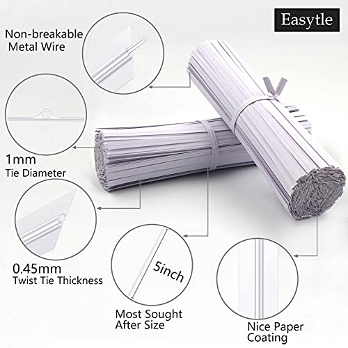 500 Pcs White Paper Twist Ties 5" Reusable Bread Ties Twisty-ties White Twist Ties Bag Ties Wire Ties for Bags Reusable Twist Tie for Party Cello Candy Bread Coffee Bags Cake Pops - size: 500 PCS