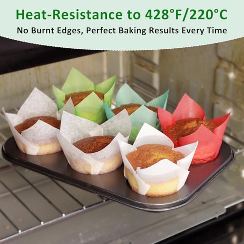Caperci 150pcs White Tulip Cupcake Liners for Baking Parchment Muffin Cups - color: White (150-Count)