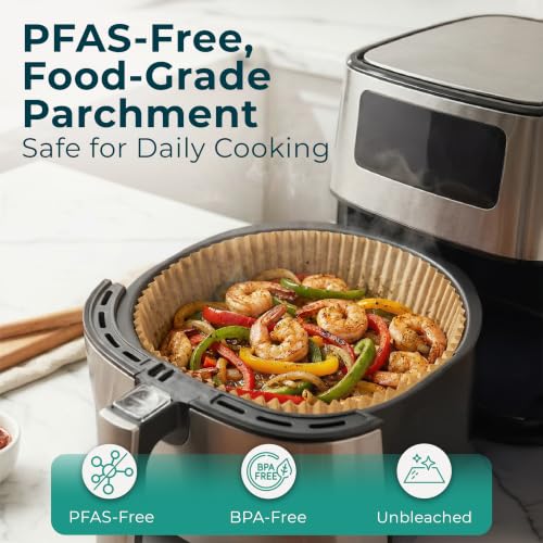 Air Fryer Liners Disposable Large 9.1” Round for 8-12 QT Basket - 128 Pcs - size: 9 inch - Round