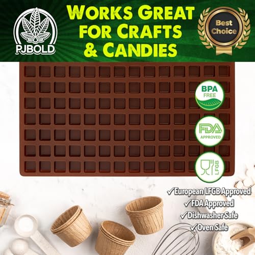 Silicone Mold, Square Candy, 4mL, 140 Cavity, Commercial Half Sheet - size: 4mL