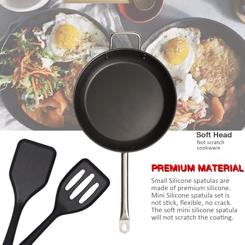 Small Silicone Serving Spatula Set of 4 for Egg, Steak, Pancake - color: Black