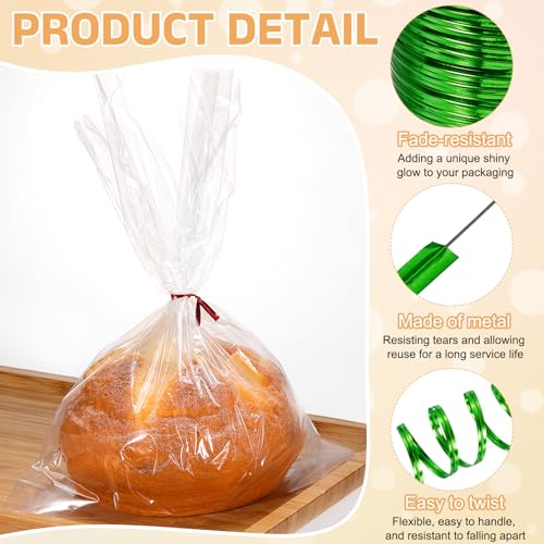 Metal Twist Ties, Metallic Twist Ties Roll Bread Twisty 350 Yard - color: Green