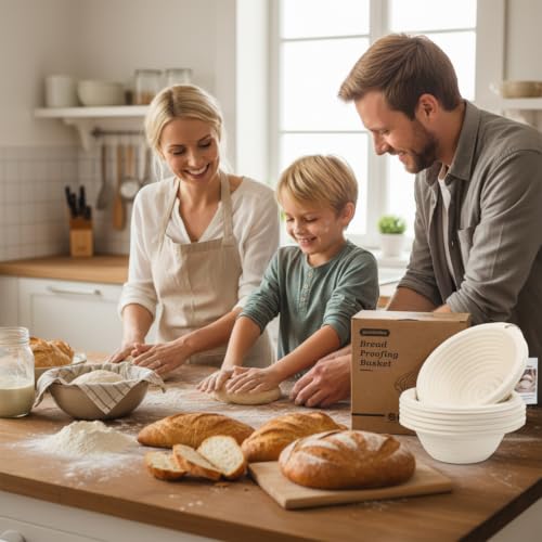 6-Pack 7.5" Round Banneton Bread Proofing Basket with Liners - size: 6pcs 7.5inch Round