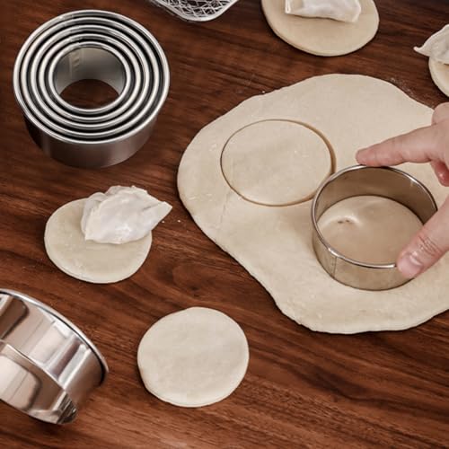 5-Piece Round Cookie Cutters Set (1.37"-2.55"), Stainless Steel Doughnuts Circle Cutters for Baking, Pastry & Vegetable Garnishes