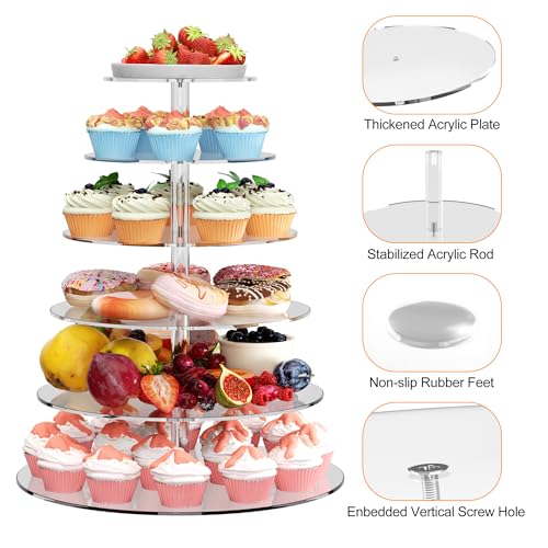 6 Tier Cupcake Stand Clear Acrylic Cupcake Tower for 60 Cupcakes