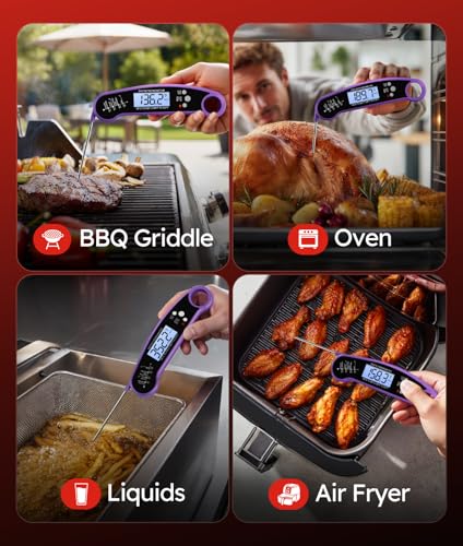 Meat Thermometer Digital, Instant Read, Food, Cooking, Grilling - color: Purple