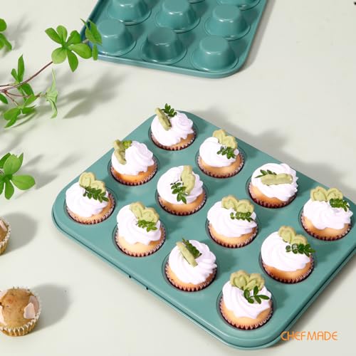 CHEFMADE Mini Muffin Pan, 12 Cups Non-Stick Tiny Cupcake Pan Bakeware - size: Mini Muffin 12 Cups