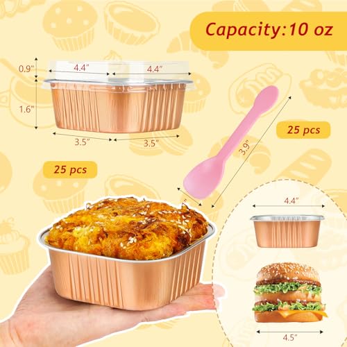 LNYZQUS 10oz Mini Cake Pans with Lids, Small Cinnamon Roll Containers - color: Champagne, size: Square- 10oz