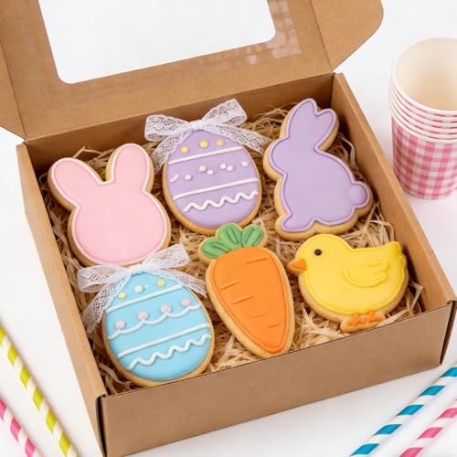 Easter Cookie Cutters, 5 Pcs Chick Carrot Egg Bunny Rabbite Shapes Metal Cookie Cutters, Stainless Steel Cutter Sets Biscuit Fruit Cutter for Easter Holiday Home Baking Kit Birthday Party Supplies - color: Silver