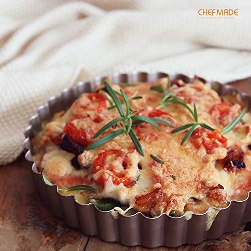 CHEFMADE Tart Pan, 7-Inch with Removable Loose Bottom Non-Stick Round Quiche Bakeware for Oven and Instant Pot Baking (Champagne Gold) - size: 7" with Removable Bottom