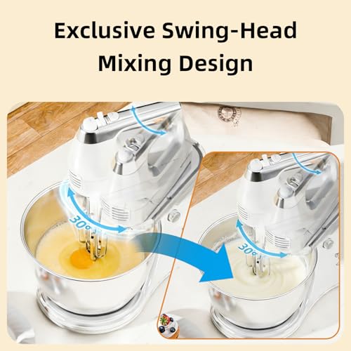 4.8QT 2-in-1 Stand Mixer, White - color: White, size: 4.8QT