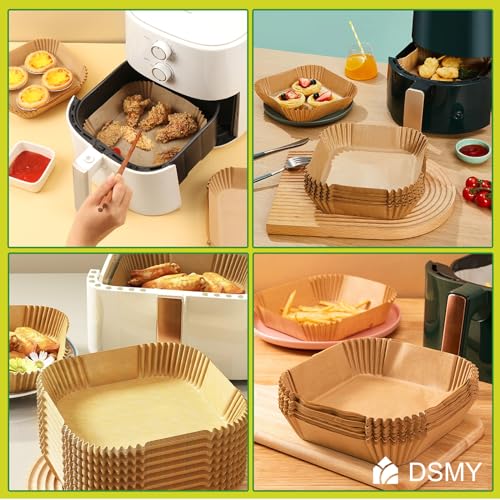 150 PCS Air Fryer Disposable Paper Liners,8 Inch Square Parchment Disposable Paper Liner for 5-8QT Air Fryer,Baking, Roasting and Microwave, Non-Stick Airfryer Accessories1
