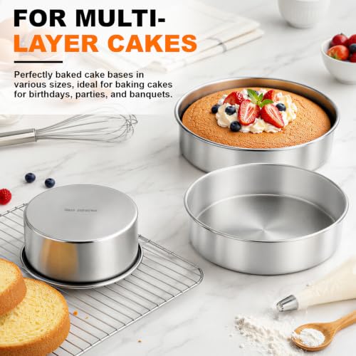 Leonyo 4-6-8 Inch Round Cake Pans Set of 3, Molds Tin for Baking, 2In Deep - size: 4+6+8x2 Inch