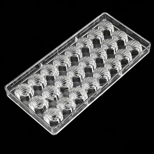24 Cavity Scalloped Shell Polycarbonate Chocolate Mold, 15g Professional PC Candy Mould for Praline Bonbon Confectionery Baking