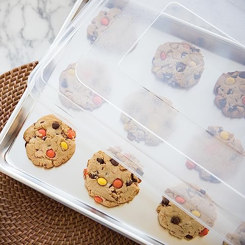 Nordic Ware Naturals Half Sheet Set - USA Made Aluminum Commercial Quality Sheet Pan for Baking or Roasting, Encapsulated Galvanized Steel Rim Prevents Warping, 2pk Half + Lid - style: 2pk Half + Lid