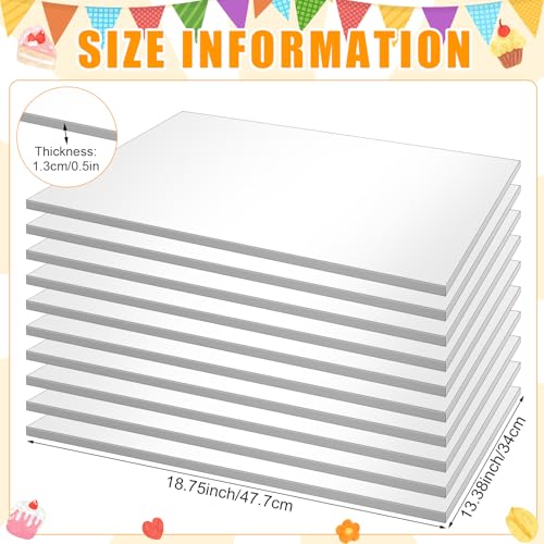 Affrolling 10 Pack Half Sheet Rectangle Cake Drum 1/2 Inch Thick Cake Board - color: Silver, size: 13.4 x 18.8 Inch Half Sheet