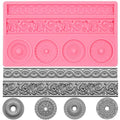 Baroque Style Cake Border Silicone Mold - color: pink(M16)