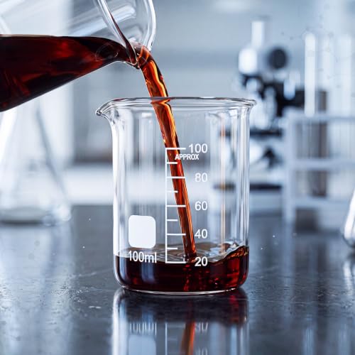 Tellegloww 12 Pcs 100ml Glass Beaker Measuring Cups Borosilicate Beakers