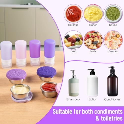 MICEBAY 8-Pack Salad Dressing Container, Leakproof Squeeze Bottles - color: Purple