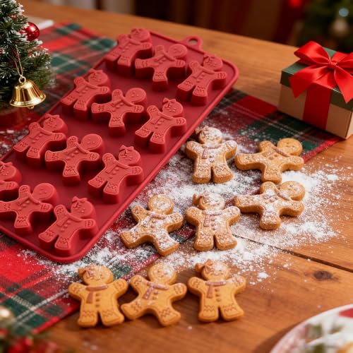 3Pcs Gingerbread Man Silicone Molds, 36 Cavities Christmas Chocolate Molds 3D Gingerbread Molds Christmas Ice Cube Molds Holiday Baking Molds for Candy Chocolate Candle Cookie Jello Clay Resin