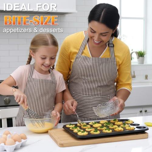 E-far Mini Muffin Pan, 24-Cup Nonstick Carbon Steel Cupcake Pan for Baking - size: 24-Cup
