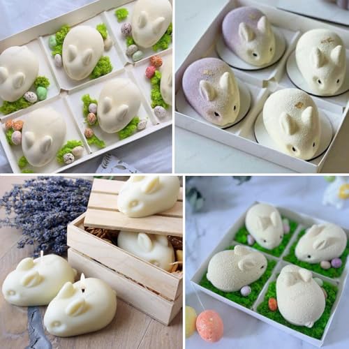 Silicone Easter Mousse Cake Mold Nonstick Baking Chocolate Jelly Pudding Molds for Easter Birthday Ice Cream Loaf Muffin Candy Pie Bread Soap (Little Rabbit 6 Cavities) - color: Little Rabbit 6 Cavities