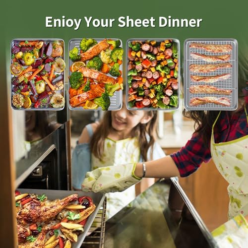 Baking Sheet with Cooling Wire Rack Set - Stainless Steel Baking Sheet Pan - size: 16"，12"，10"