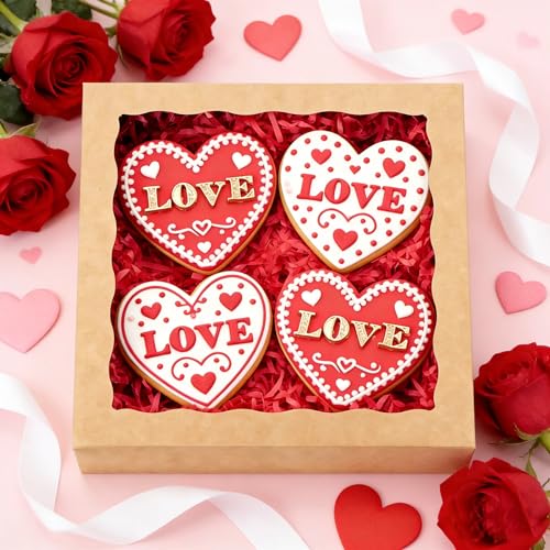 XINHPKGG 50 Pcs Pie Boxes 8x8x2 Inch Bakery Boxes with window Cookie Boxes - color: Brown
