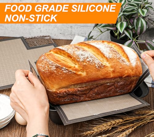 Silicone Bread Loaf Pan Liner, 2 Pack Reusable Silicone Bread Sling Loaf Pan Lifters for 9x5" or 1.5lb Loaf Pans, Nonstick Dough Transfer Tool for Baking