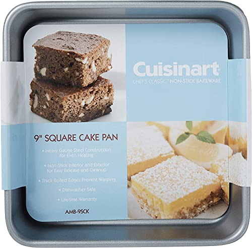 Cuisinart 9-Inch Chef's Classic Nonstick Bakeware Square Cake Pan, Silver - size: 9-Inch