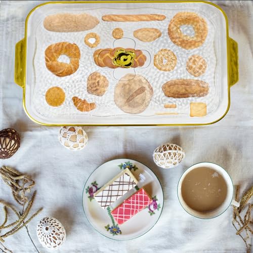 Cake Plate with Dome, Cake Stand with Cover,Plastic Serving Platter Tray with Lid, Shatter-Proof, Perfect for Display, Party, Entertaining (12.4”Rectang Tray wih Lid) - color: 12.4" Rectang Tray With Lid