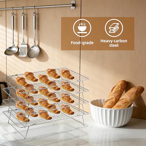 Cooling Rack 16"x10", 4-Tier Stackable & Collapsible Cooling Racks - color: Silver, size: 4-Tier