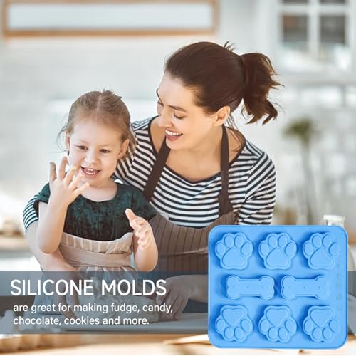 Food-Grade Silicone Dog Treat Molds (2-Pack) - Paw & Bone Shapes for DIY Pet Snacks, Chocolates, Ice Cubes & Crafts | BPA-Free, Non-Stick & Dishwasher Safe