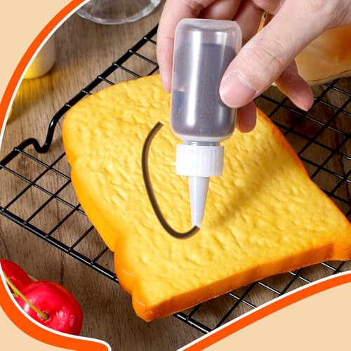 60 Pcs Squeeze Bottle for Liquids, Mini Sauce Bottles with Squeeze Top Caps, for Icing Cookie Decorating Sauces Condiments Arts Crafts (1 Oz)
