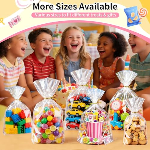 Large Clear Gift Bags 12x16 Inch, 100 Pack Plastic Gusseted Cellophane Bags - color: 12x16 Inch-100 Pcs