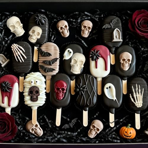 Halloween Fondant Molds, 6Pcs Skull Skeleton Hands Cake Fondant Mold - color: 6 Pcs Skull Skeleton Hands Molds, Pink