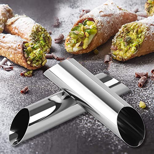 LiXiongBao 6 Pack Cannoli Tubes,Stainless Steel Cannoli Baking Mold,Forms Cream Roll Horn Mold for Danish Pastry,Cake,Croissant Shell - size: 6PCS-Diagonal Mode