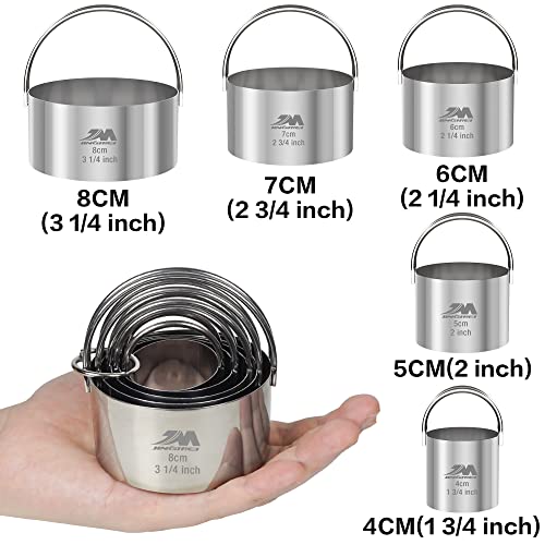 Biscuit Cutter Set for baking (5 Pieces/Set), Round Cookies Cutter with Handle, Professional Baking Dough Tools - style: 5pcs with handle(1.75-3.25in)