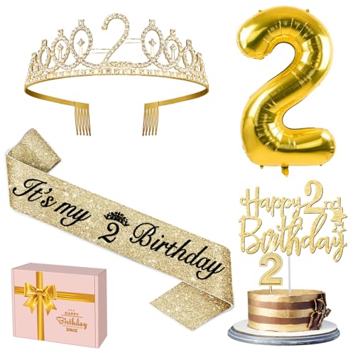 YeohJoy Gold 2nd Birthday Decorations for Girl - style: 2nd