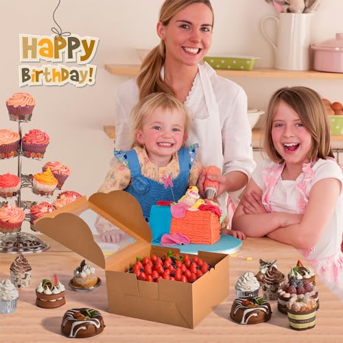 32Pcs 10 Inch Cake Boxes with Cake Boards (16Boxes & 16Boards) Brown - color: Brown