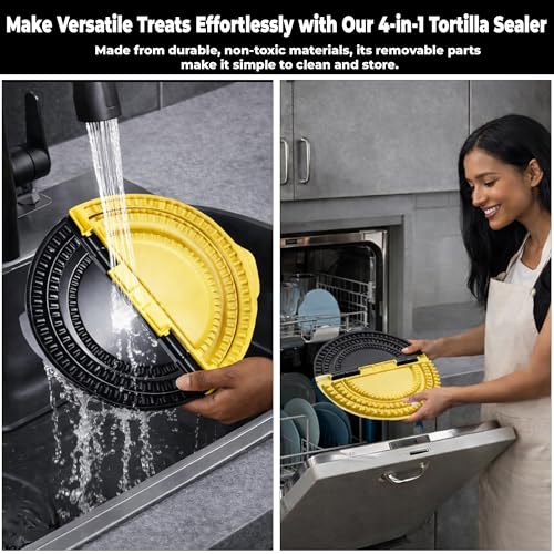3-in-1 Tortilla Wrap Sealer & Crimper Press – Large Adjustable 6, 8, 10 Inch – Heavy Duty Taco, Quesadilla & Empanada Maker – BPA-Free Tortilla Wrap Sealer, Cutter & Presser for Burritos & Sandwiches