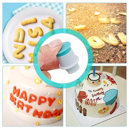 26PCS/Set Cookie Stamp Impress Cookie Cutters Alphabet Letter Cake Biscuit Mold Letter Shape DIY Cookie Biscuit Alphabet Cake Tool Embosser Cutter (Lower Case Shape with Number) - size: Style 1