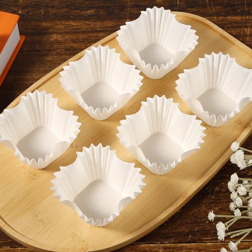 100pcs Square Cupcake Liners, 2.4x1.7x1.6 Inch Parchment Paper Baking Cups