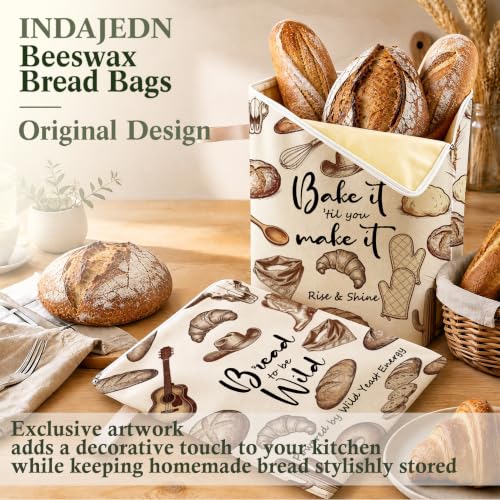 Western Cowgirl Baking Gifts Beeswax Bread Bags 2 Pack XL 13x17in - color: Western