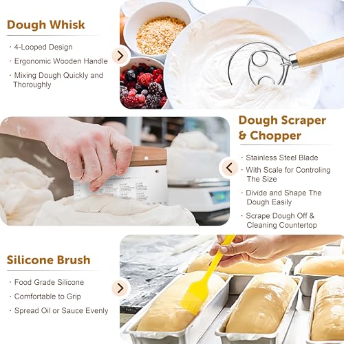 TeamFar Sourdough Bread Baking Supplies, 9" Round & 10" Oval